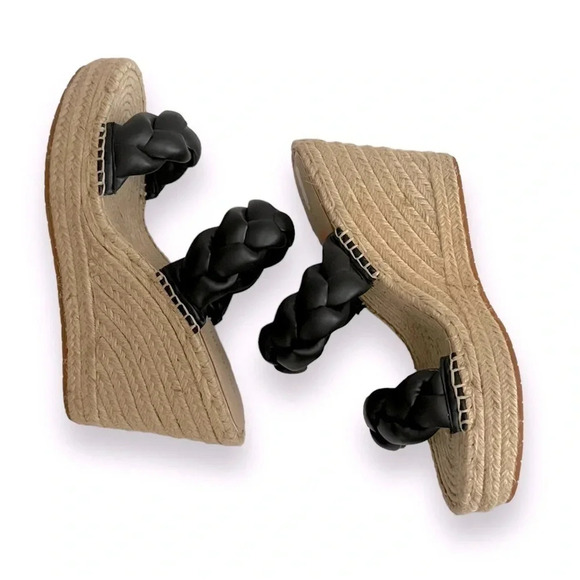 Kenneth Cole Olivia Braided Wedge Espadrille Black Sandal Size 11 NWT - Picture 6 of 9